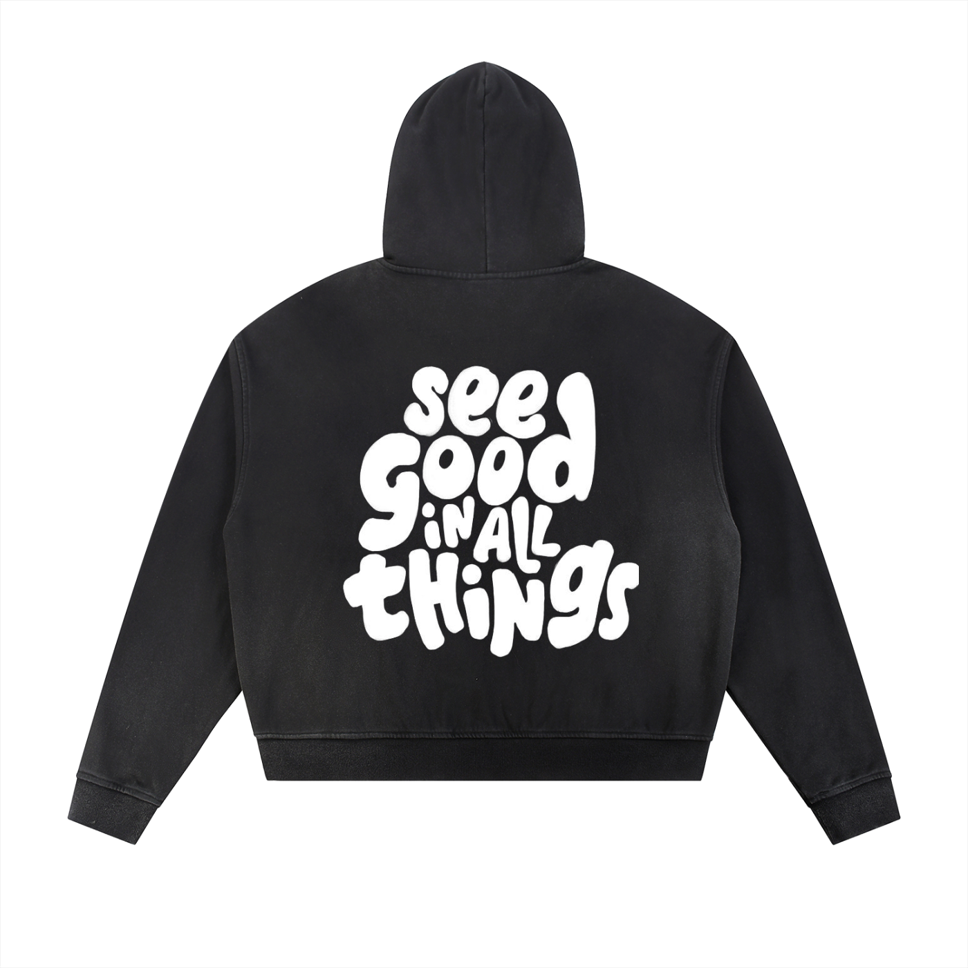 Sun Fade Frayed Raw Edge Fleece Zip Hoodie