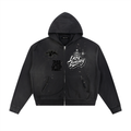 Sun Fade Frayed Raw Edge Fleece Zip Hoodie