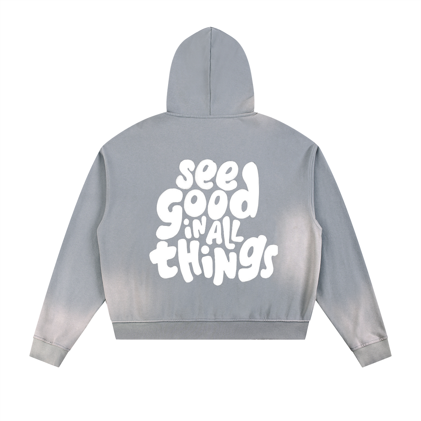 Sun Fade Frayed Raw Edge Fleece Zip Hoodie
